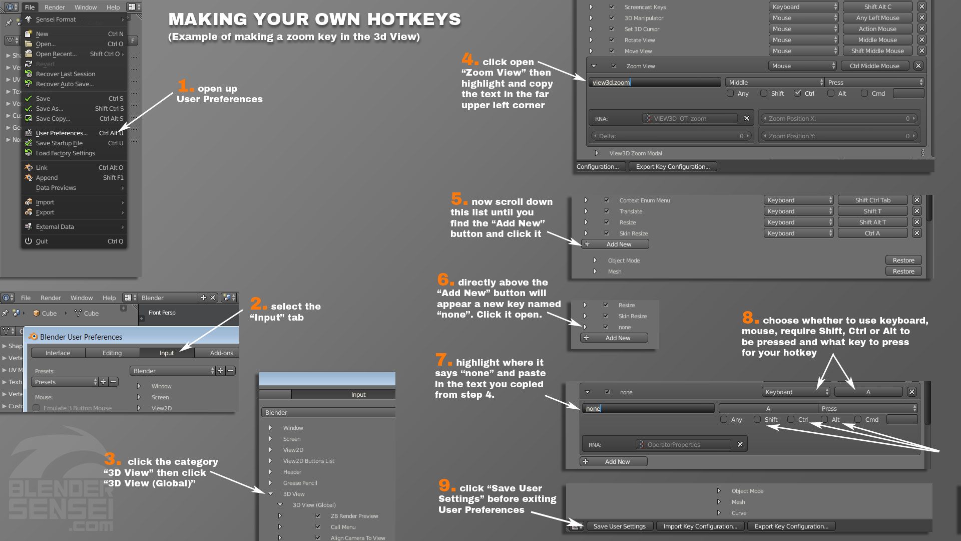 A guide to creating hotkeys in Blender.