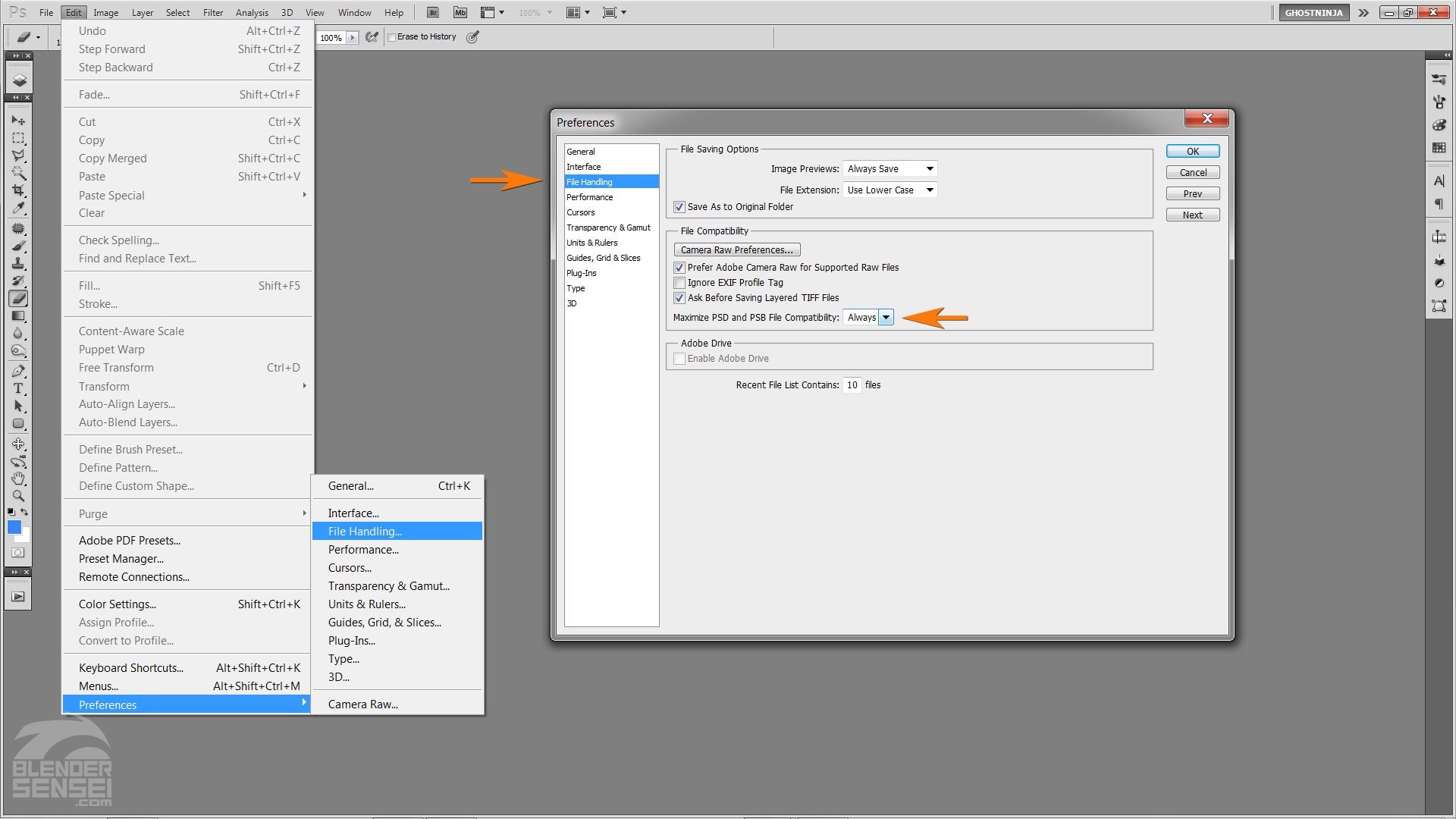 Photoshop menus with annotation.